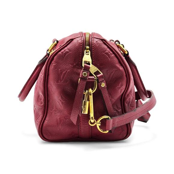 Louis Vuitton Speedy Bandouliere 25 Empreinte Leather Shoulder Bag Burgundy - Picture 2 of 11